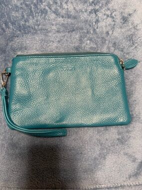 Teal Leather Wristlet Clutch - Befen Brand
